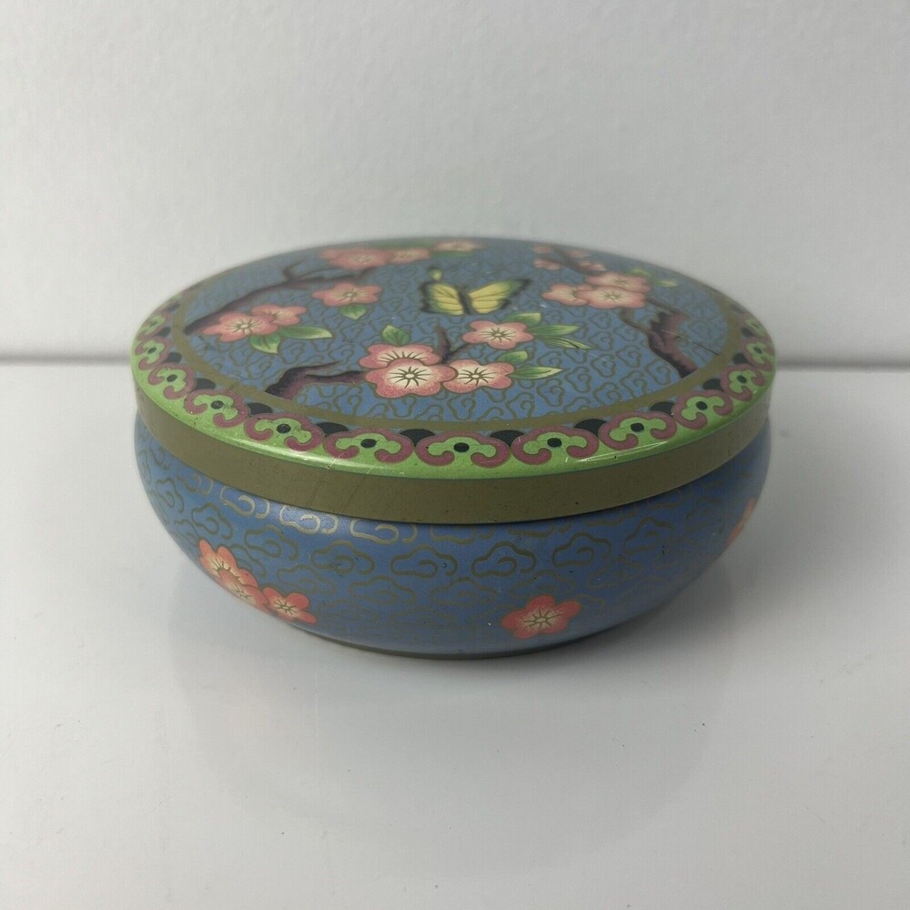 Vintage Daher Decorated Ware Metal Tin Floral With Butterfly Made In England